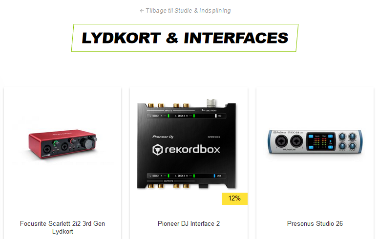 thunderbolt interface lydkort og kabler