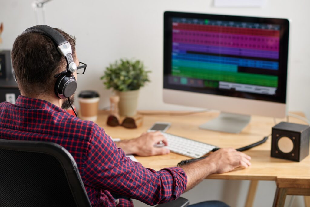 Man working at sound studio