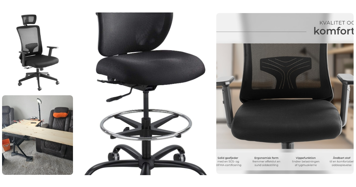 Anmeldelse af tectake 360° Swivel Function Black Kontorstol 130cm