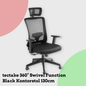 Anmeldelse af tectake 360° Swivel Function Black Kontorstol 130cm