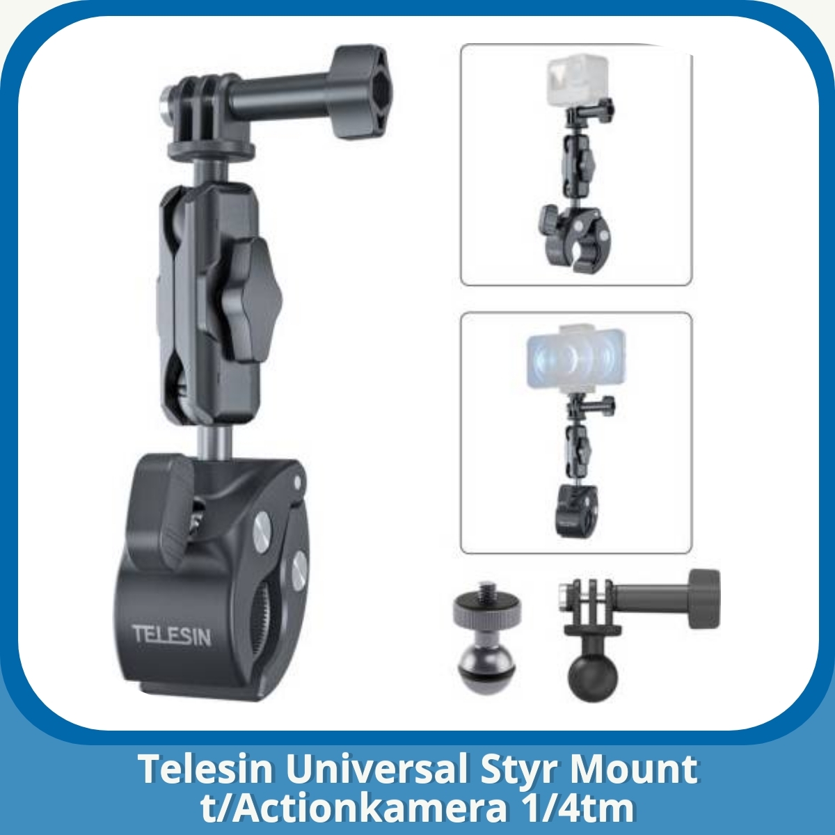 Anmeldelse af Telesin Universal Styr Mount t/Actionkamera 1/4tm