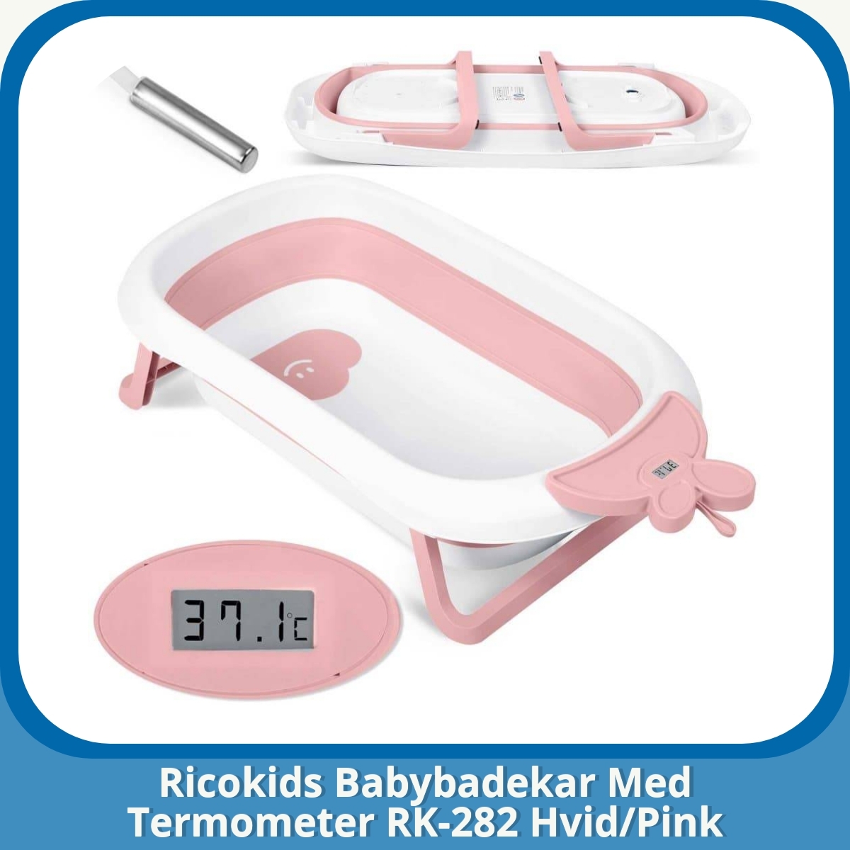 Anmeldelse af Ricokids Babybadekar Med Termometer RK-282 Hvid/Pink