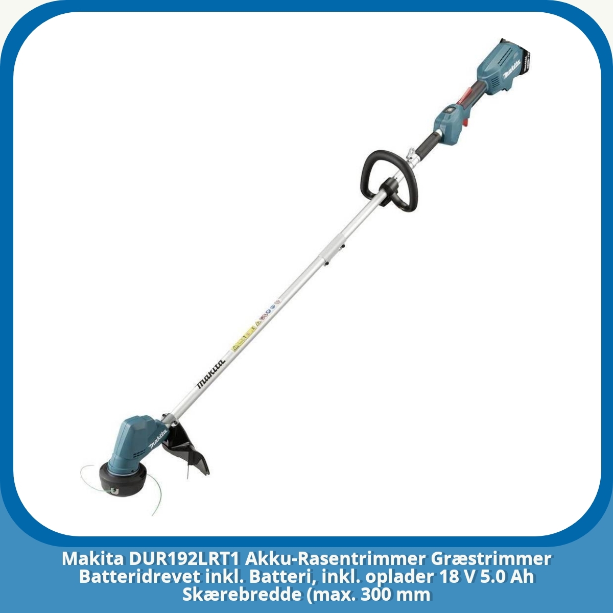 Anmeldelse af Makita DUR192LRT1 Akku-Rasentrimmer Græstrimmer Batteridrevet inkl. Batteri, inkl. oplader 18 V 5.0 Ah Skærebredde (max. 300 mm