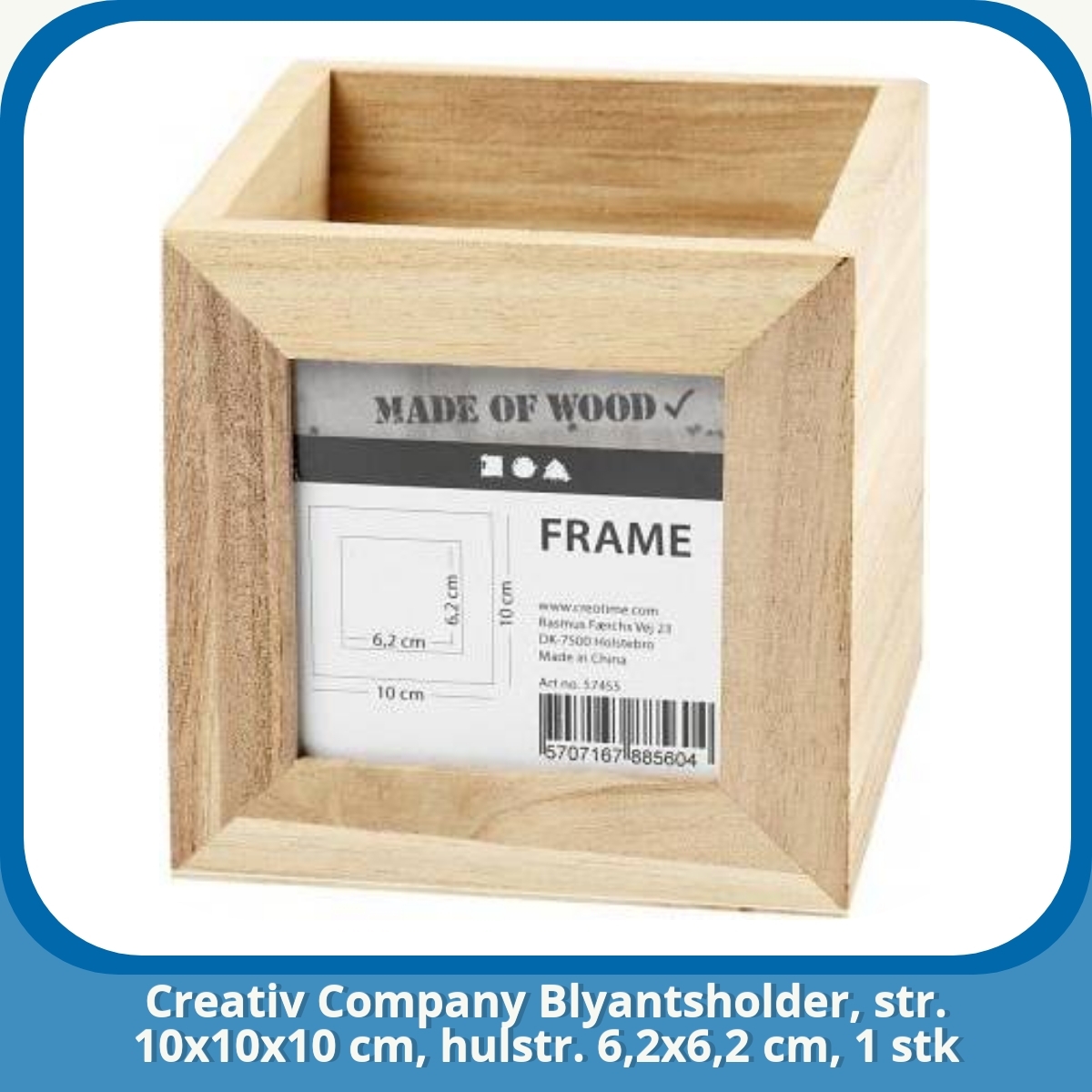 Anmeldelse af Creativ Company Blyantsholder, str. 10x10x10 cm, hulstr. 6,2x6,2 cm, 1 stk