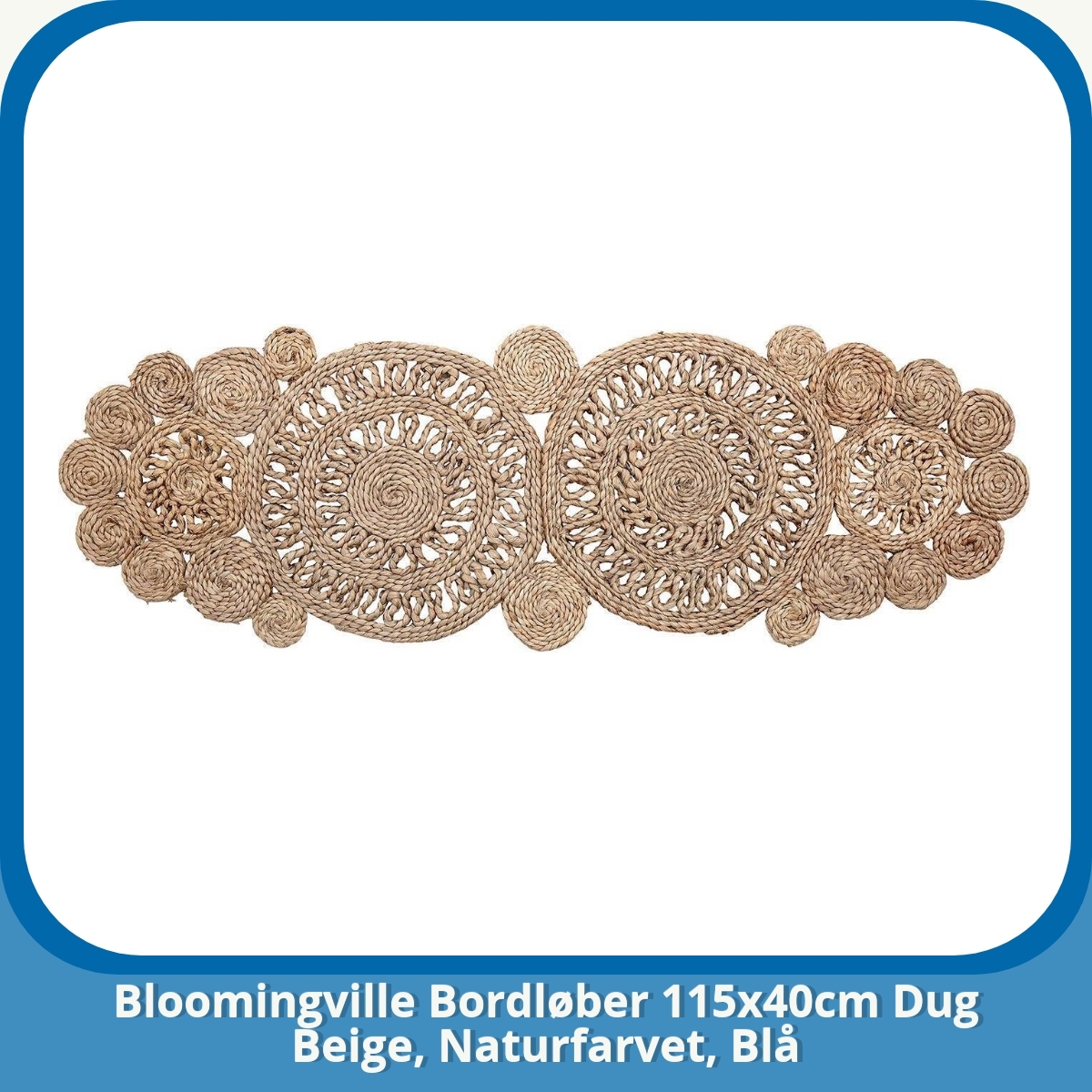 Anmeldelse af Bloomingville Bordløber 115x40cm Dug Beige, Naturfarvet, Blå