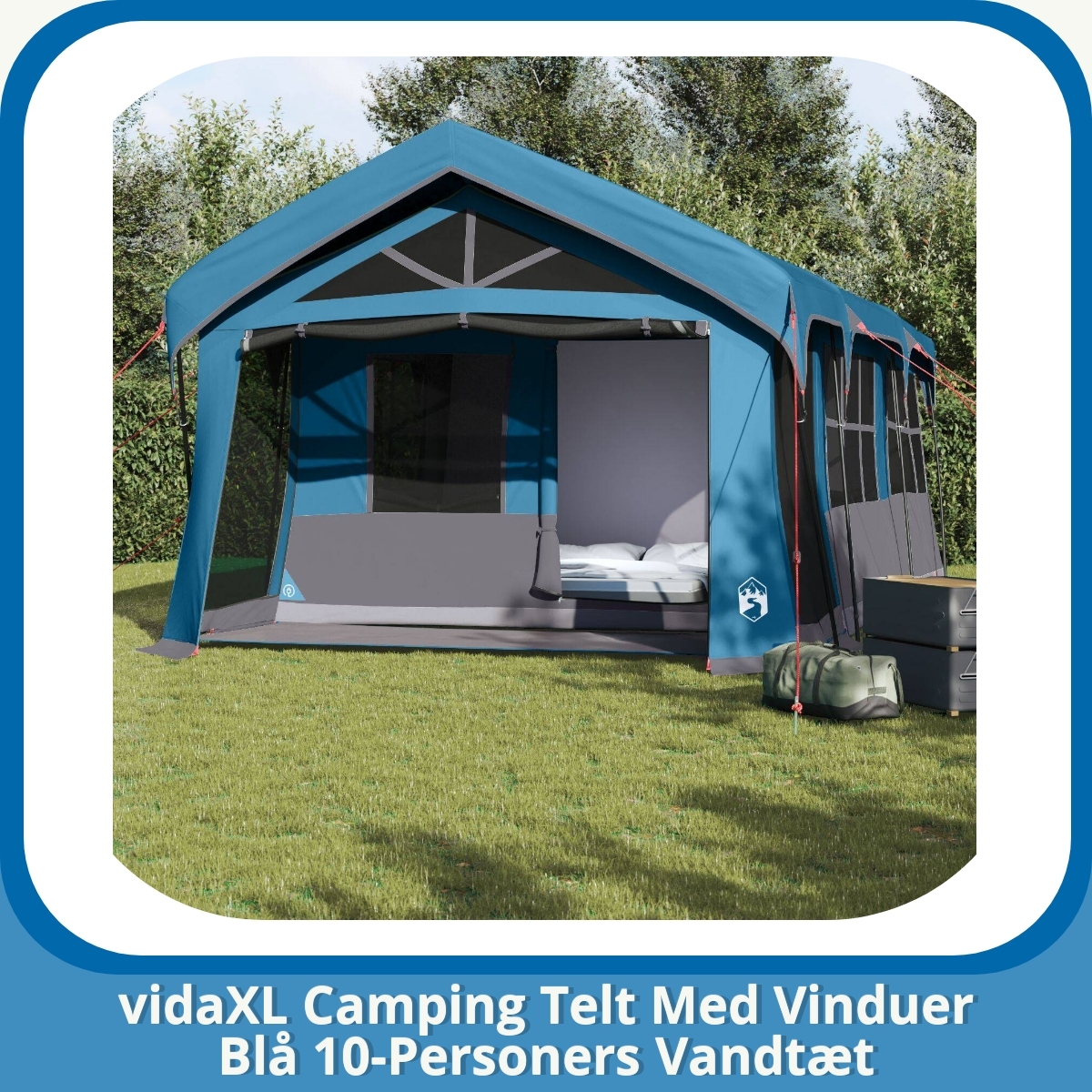 Anmeldelse af vidaXL Camping Telt Med Vinduer Blå 10-Personers Vandtæt