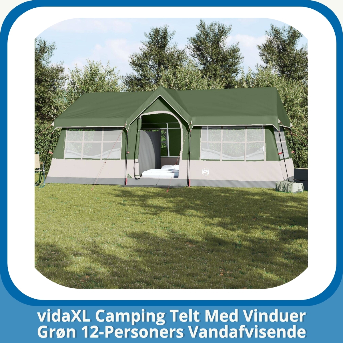 Anmeldelse af vidaXL Camping Telt Med Vinduer Grøn 12-Personers Vandafvisende