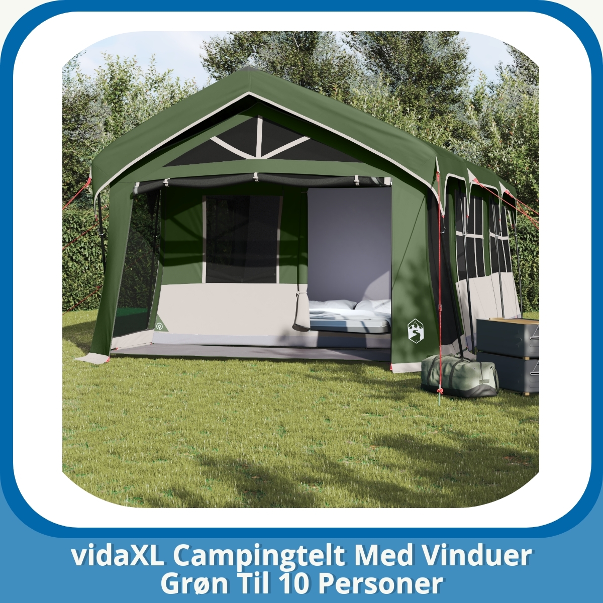 Anmeldelse af vidaXL Campingtelt Med Vinduer Grøn Til 10 Personer