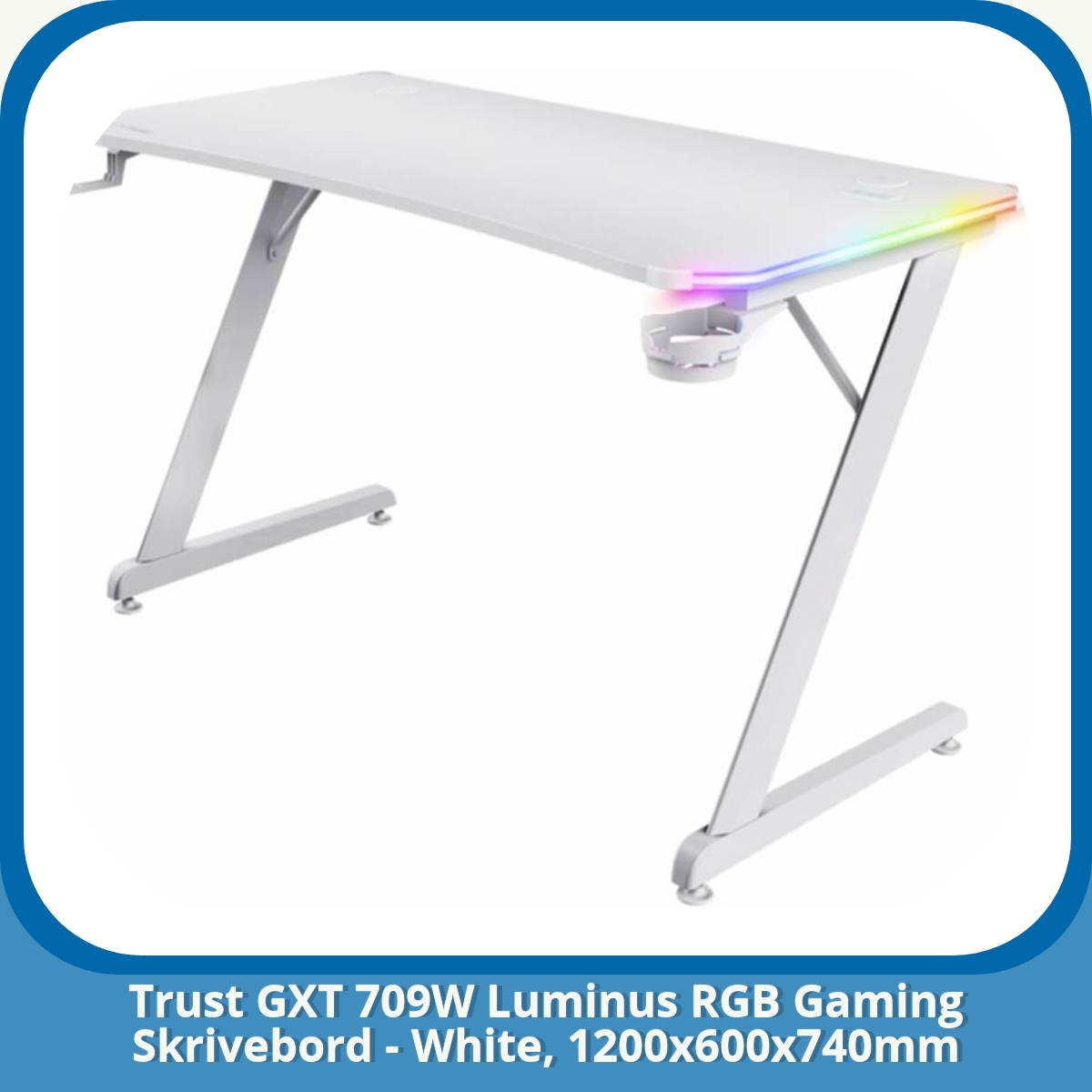 Anmeldelse af Trust GXT 709W Luminus RGB Gaming Skrivebord - White, 1200x600x740mm