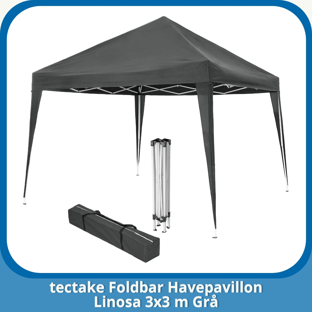 Anmeldelse af tectake Foldbar Havepavillon Linosa 3x3 m Grå