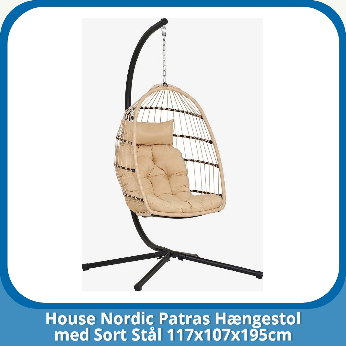 Anmeldelse af House Nordic Patras Hængestol med Sort Stål 117x107x195cm