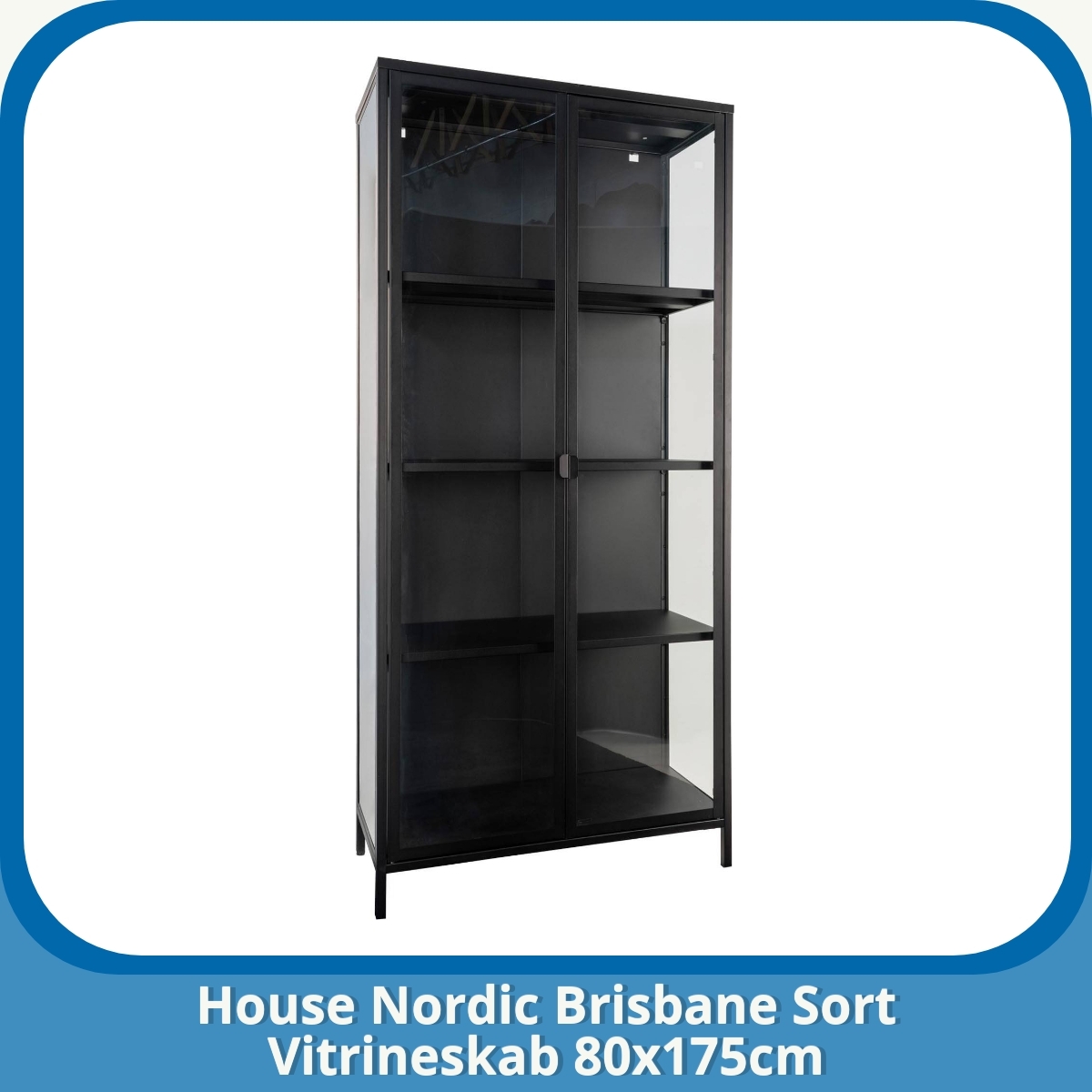 Anmeldelse af House Nordic Brisbane Sort Vitrineskab 80x175cm