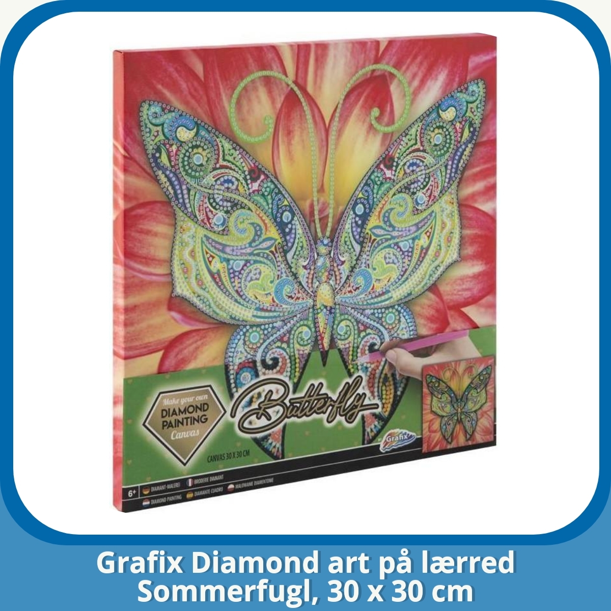 Anmeldelse af Grafix Diamond art på lærred Sommerfugl, 30 x 30 cm