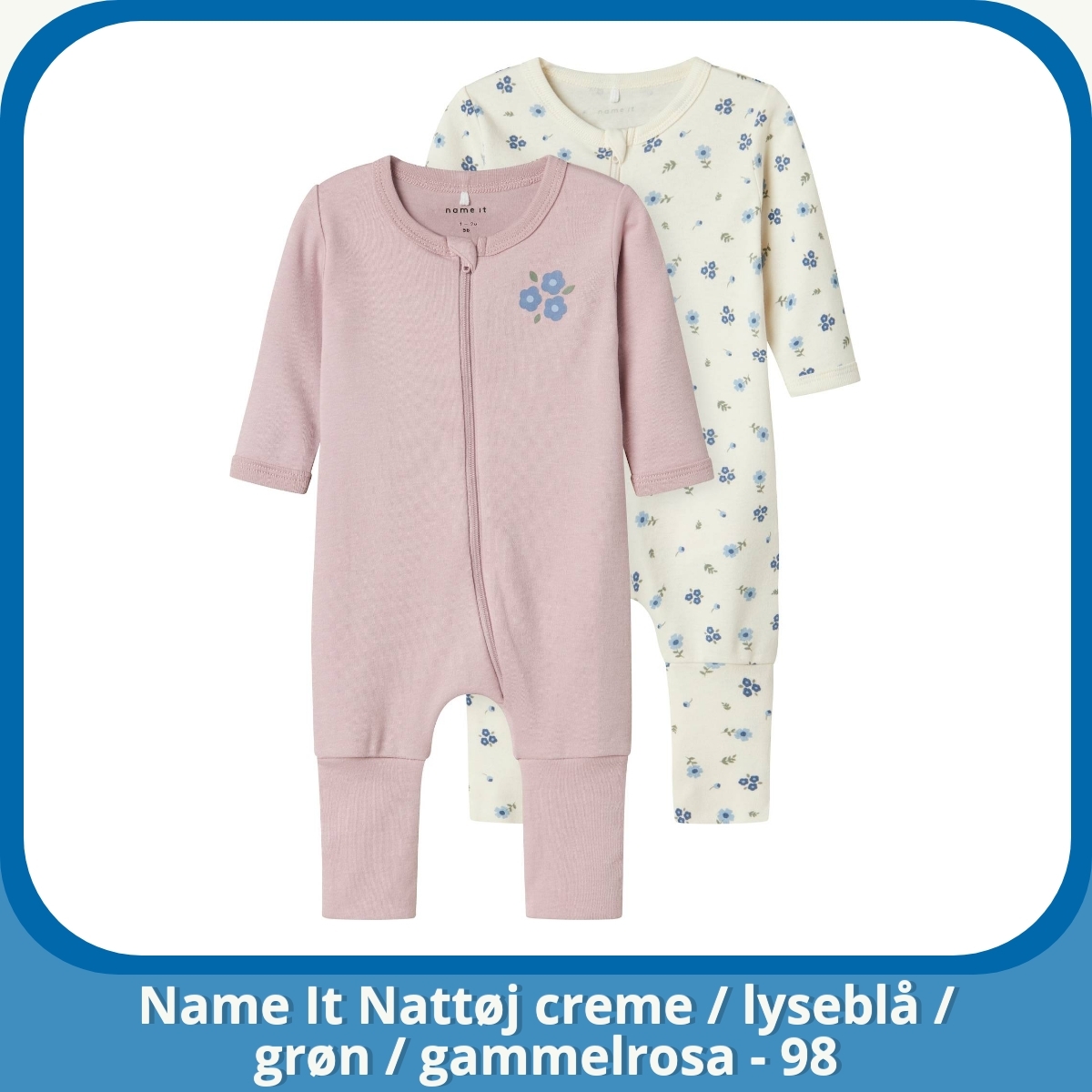 Anmeldelse af Name It Nattøj creme / lyseblå / grøn / gammelrosa - 98