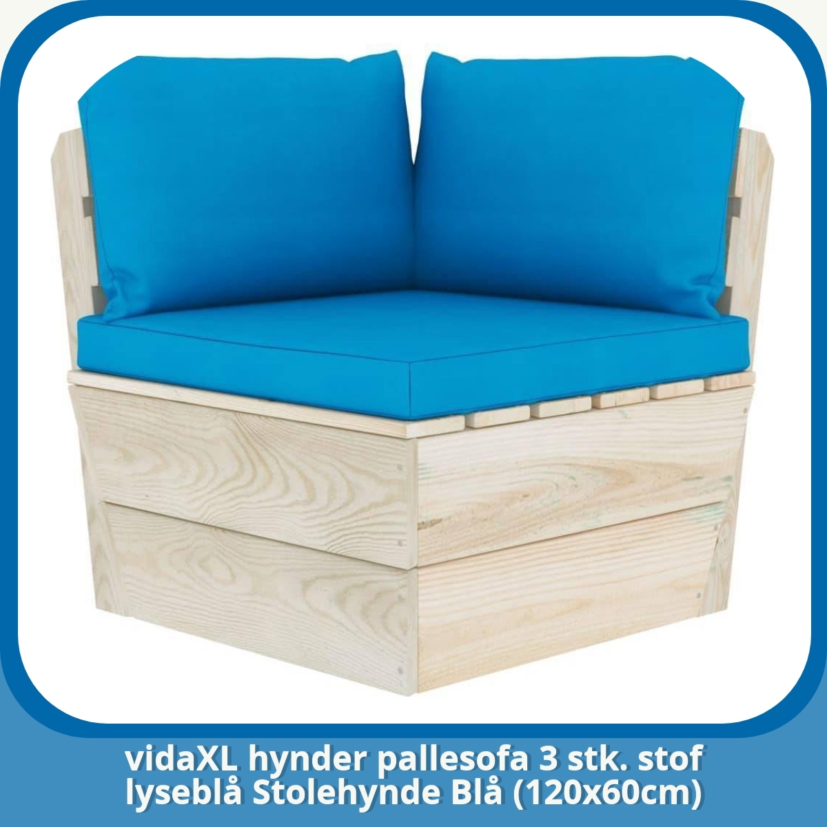 Anmeldelse af vidaXL hynder pallesofa 3 stk. stof lyseblå Stolehynde Blå (120x60cm)