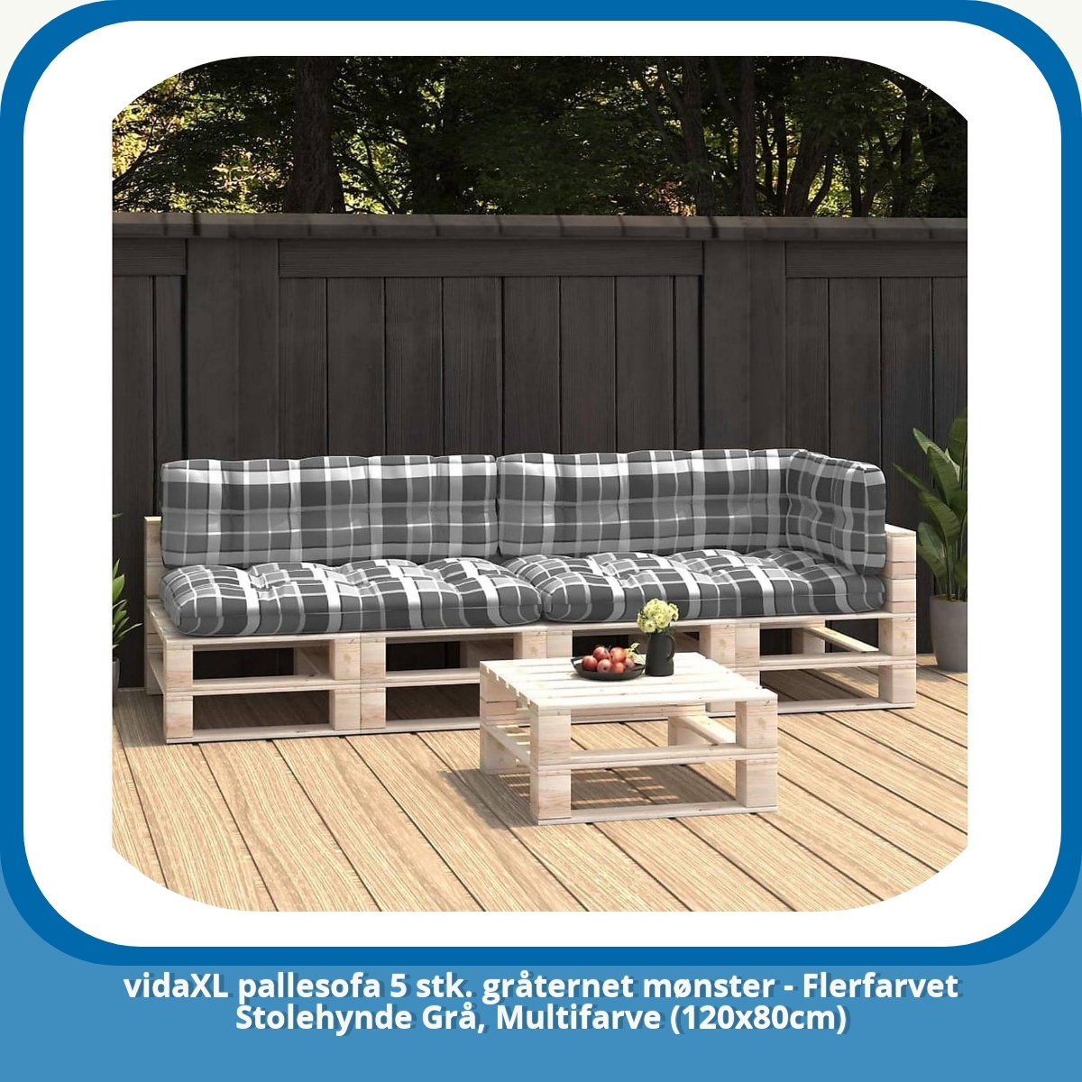 Anmeldelse af vidaXL pallesofa 5 stk. gråternet mønster - Flerfarvet Stolehynde Grå, Multifarve (120x80cm)