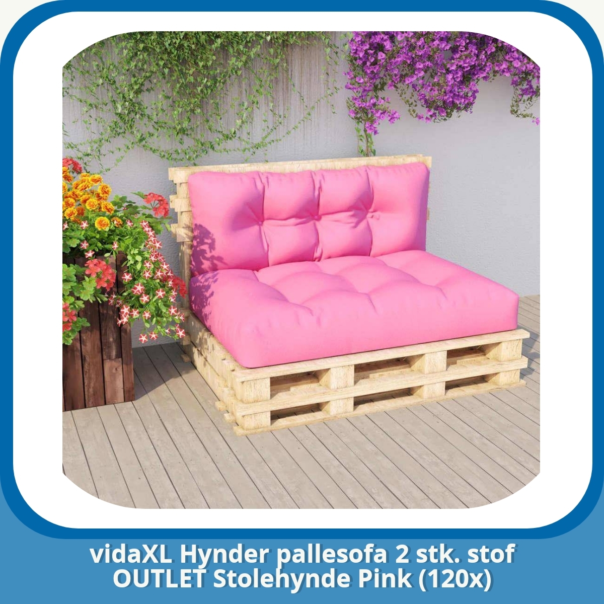 Anmeldelse af vidaXL Hynder pallesofa 2 stk. stof OUTLET Stolehynde Pink (120x)