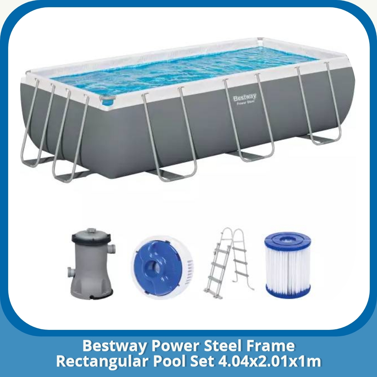 Anmeldelse af Bestway Power Steel Frame Rectangular Pool Set 4.04x2.01x1m