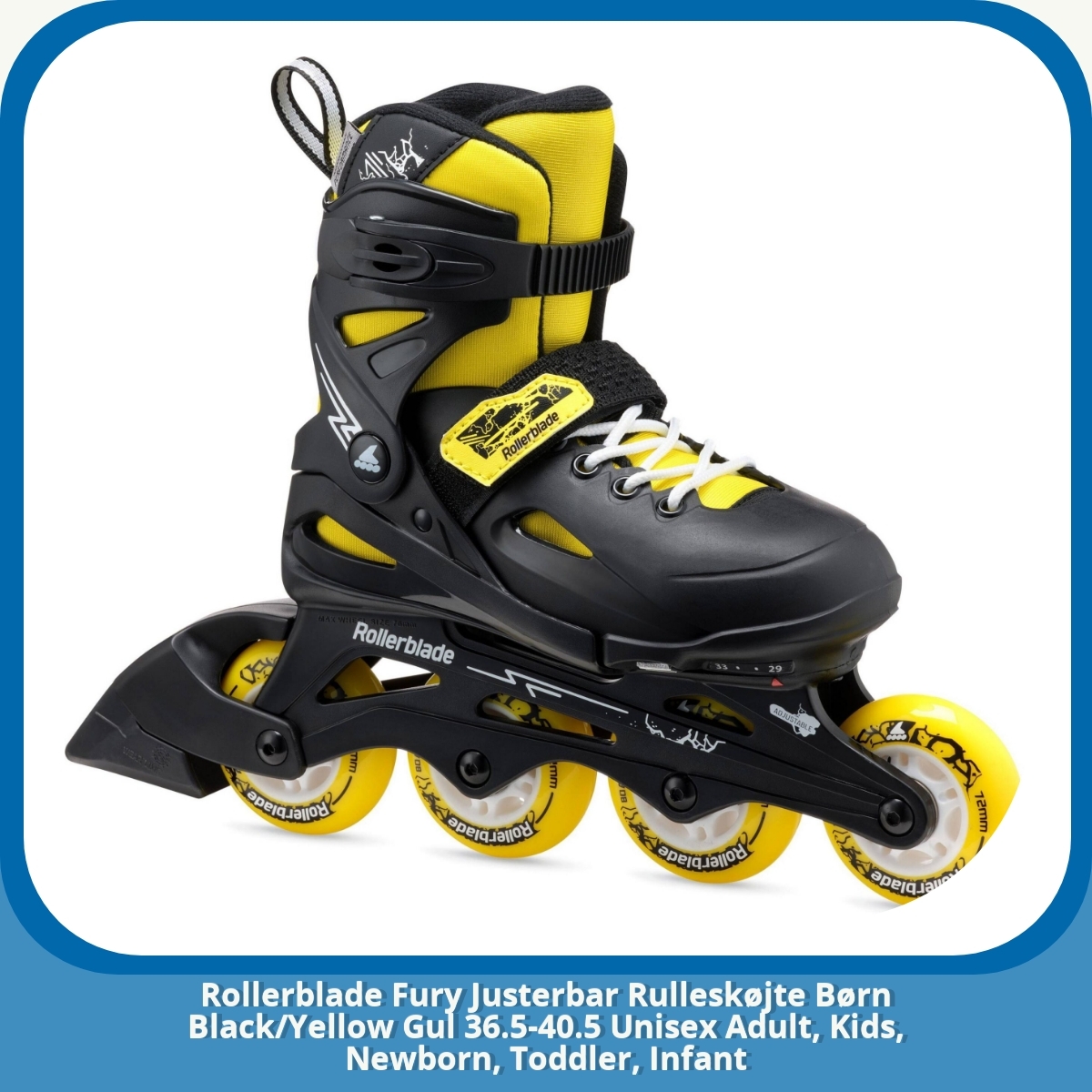 Anmeldelse af Rollerblade Fury Justerbar Rulleskøjte Børn Black/Yellow Gul 36.5-40.5 Unisex Adult, Kids, Newborn, Toddler, Infant