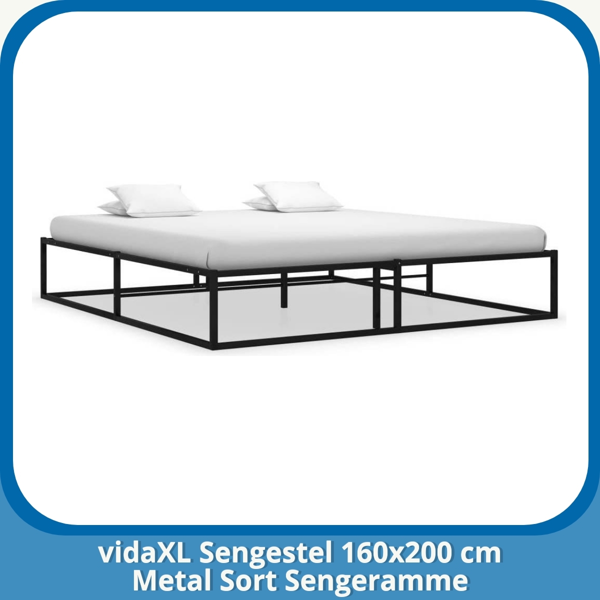 Anmeldelse af vidaXL Sengestel 160x200 cm Metal Sort Sengeramme