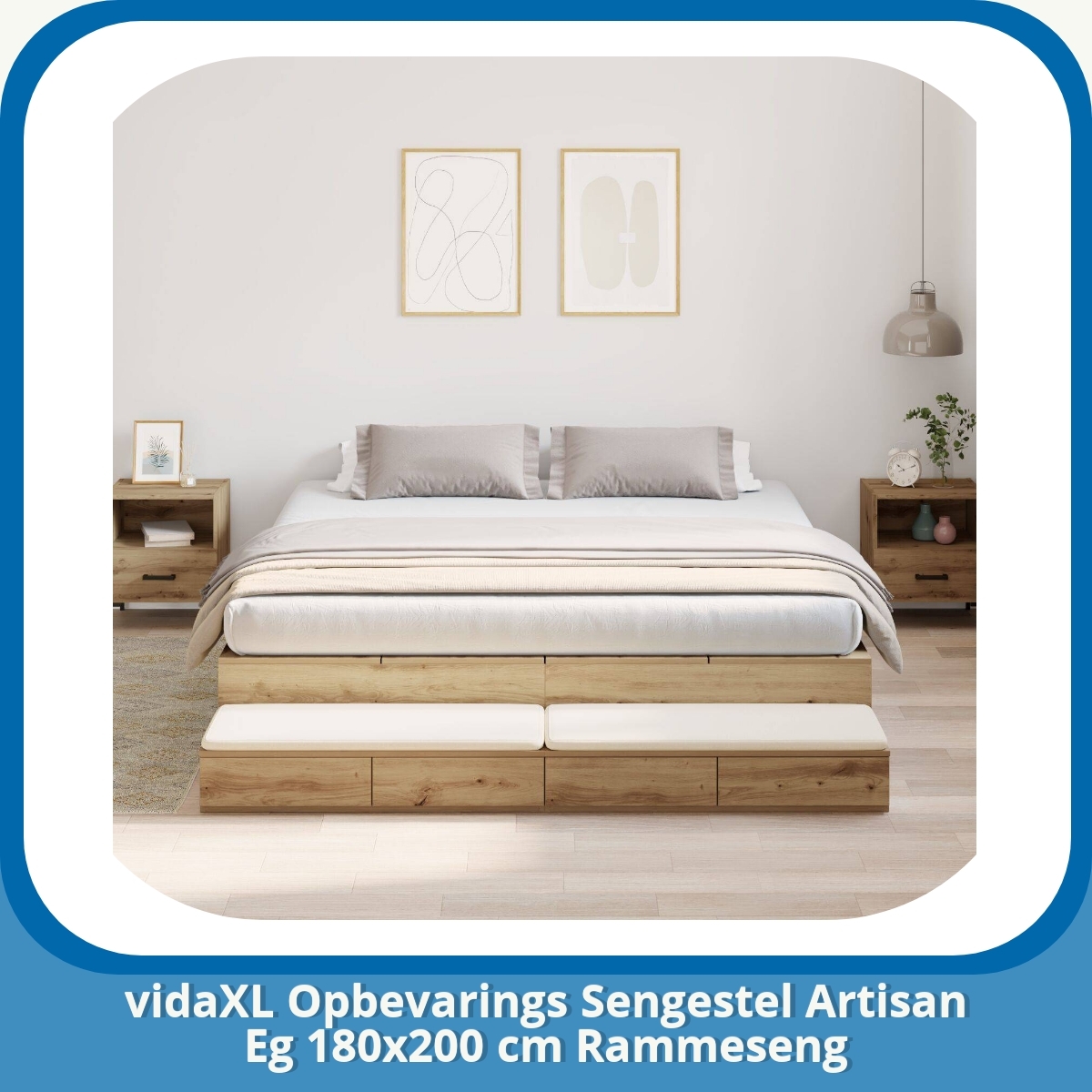 Anmeldelse af vidaXL Opbevarings Sengestel Artisan Eg 180x200 cm Rammeseng