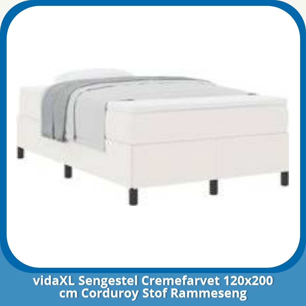 Anmeldelse af vidaXL Sengestel Cremefarvet 120x200 cm Corduroy Stof Rammeseng