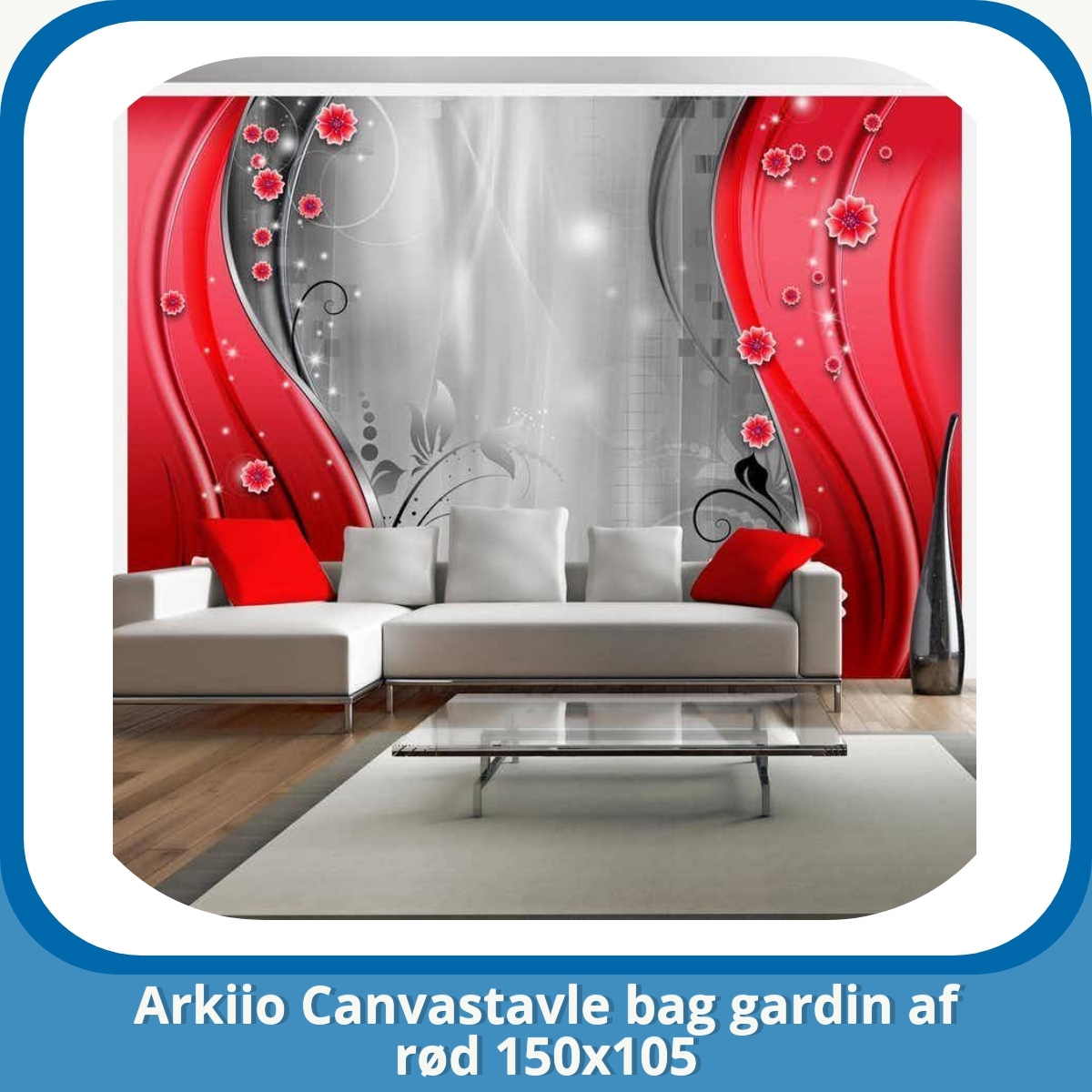 Anmeldelse af Arkiio Canvastavle bag gardin af rød 150x105