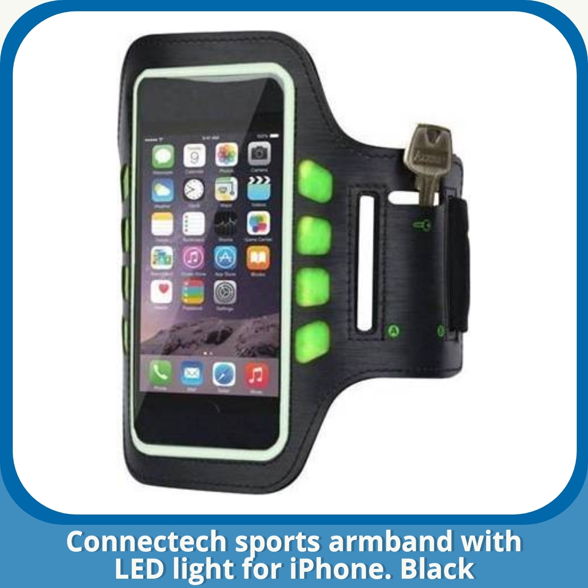 Anmeldelse af Connectech sports armband with LED light for iPhone. Black