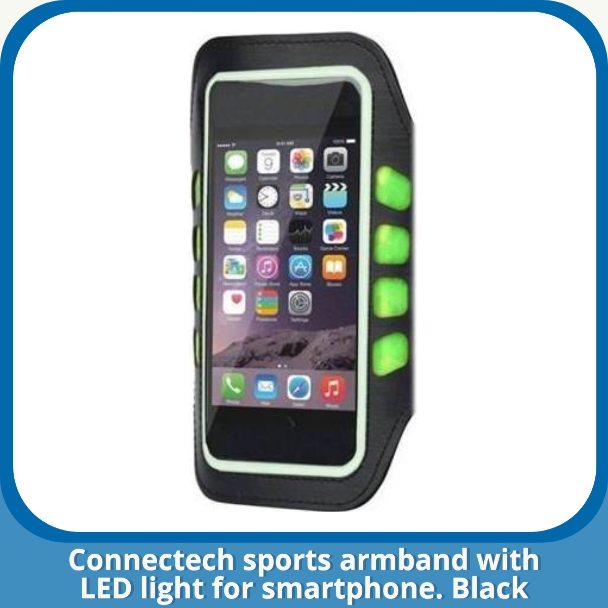 Anmeldelse af Connectech sports armband with LED light for smartphone. Black