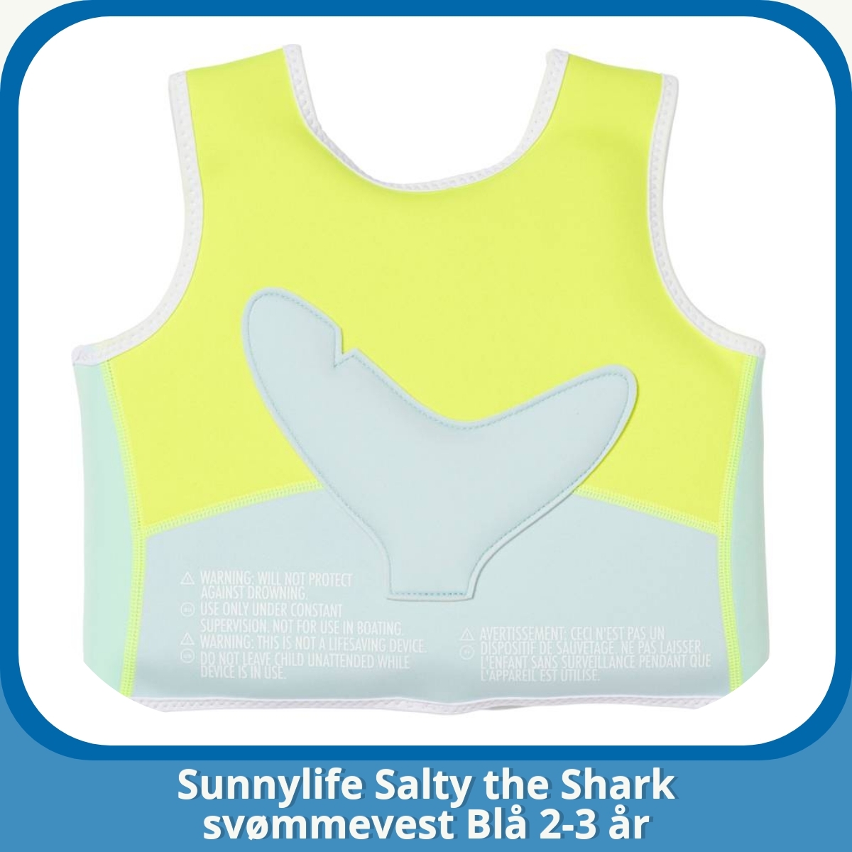 Anmeldelse af Sunnylife Salty the Shark svømmevest Blå 2-3 år