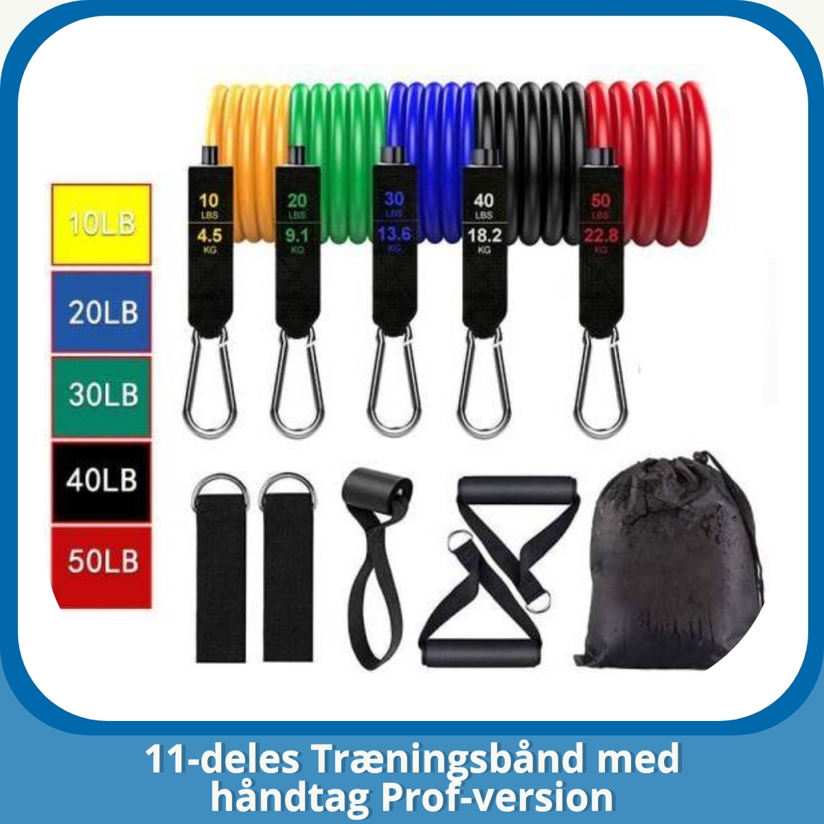 Anmeldelse af 11-deles Træningsbånd med håndtag Prof-version
