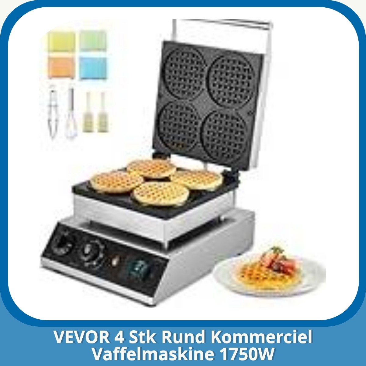 Anmeldelse af VEVOR 4 Stk Rund Kommerciel Vaffelmaskine 1750W